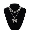 thumbnail image 3 of Cadena cubana Collar de mariposa para mujer Cristal de hielo Mariposa de circón, 3 of 5