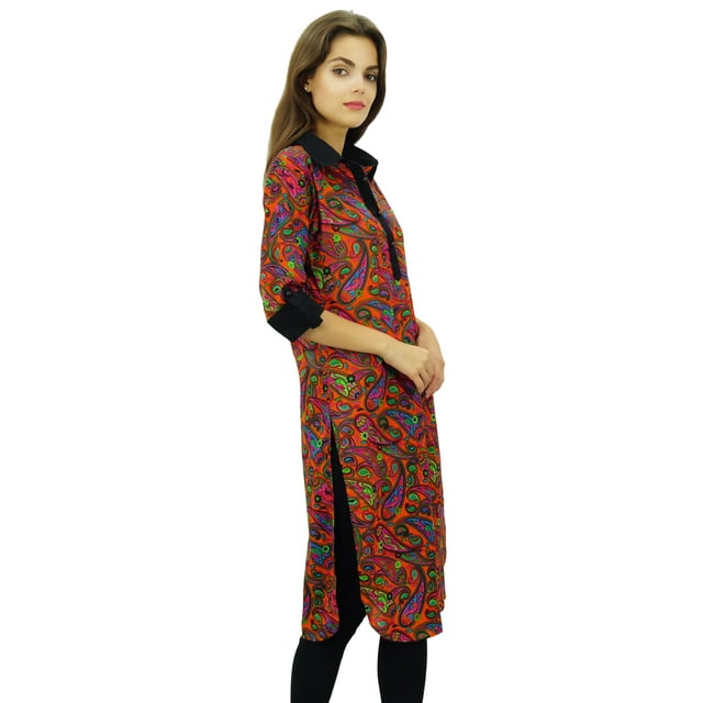 Phagun Tunique Droite Imprimée Col Chic Kurti Décontractée en Coton Kurta-8