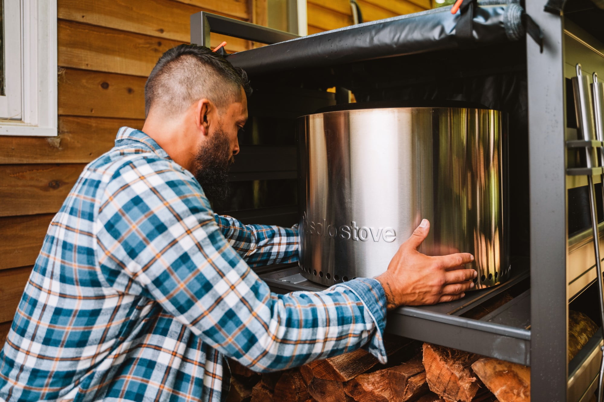 Solo Stove Station + UVC Coated Cover Aluminum Firewood Rack for Fire Pits,  Grey - Walmart.com