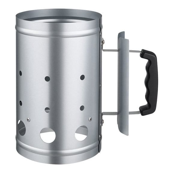 Charcoal Chimney Starter 4 lbs Large Capacity Heavy Duty Steel BBQ Grill Tool for Barbecues Compact Portable Silver