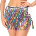 thumbnail image 4 of de baile con flecos Bufanda de cadera Bling Outfit Moda Mujer de danza del vientre para bailar Practicar Rumba Cha Cha Festival Actuación jinwen falda de danza de lentejuelas, 4 of 8
