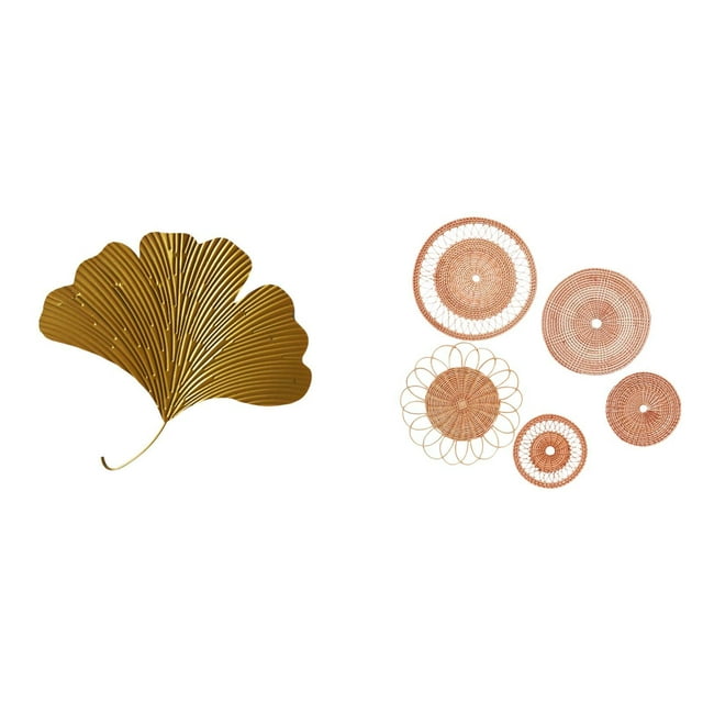 Esculturas de pared de hojas,Esculturas de pared de hierro forjado con hojas de ginkgo,Manualidades de pared,Decoración para colgar en la pared,ratán artesanal tejido,Juego de decoración de