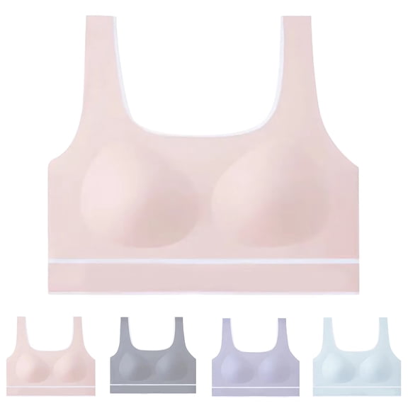 Shadoumai Girls Sports Bra Racerback Training Bras for Girls Kids 10-12 12-14 with Sewn in Pads - White Skin 8-12 12-14 Years,Training Bras for Girls 7-8