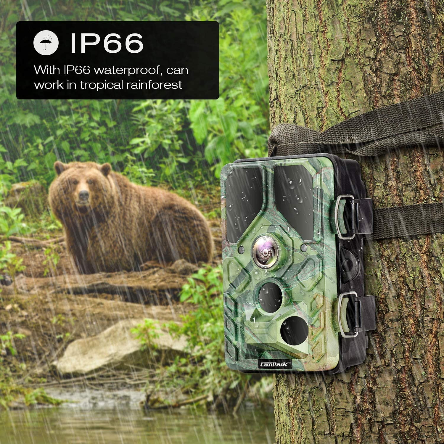 campark wifi bluetooth trail camera 20mp 1296p game hunting camera with 940nm ir