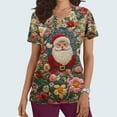 thumbnail image 2 of Christmas Scrubs for Women Strech Cute Santa Print Scrubs Top Short Sleeve V Neck Nursing Work Uniforms Pockets, XL, 2 of 5