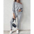 thumbnail image 2 of ZEFORTEX 2 Piece Lounge Outfit 2025 Long Sleeve Knit Pullover Tops Drawstring Pants Set Tracksuit Sweatsuit, 2 of 10