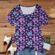 thumbnail image 4 of Fiudx Liquidación de Ahorros de Verano Blusa de Manga Corta a La Moda para Mujer, Camiseta Estampada, Top Informal, 4 of 6