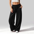 thumbnail image 2 of Women's Baggy Wide Leg Pants High Waisted Elastic Waist Casual Loose Sweatpants Solid Color Lounge Trousers with Pockets, 2 of 8