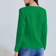thumbnail image 4 of PiGOGI Women's Long Sleeve Shirt Fashion Women's Casual Long Sleeve Solid Ladies V-Neck Tops Blouse Green, 4 of 4