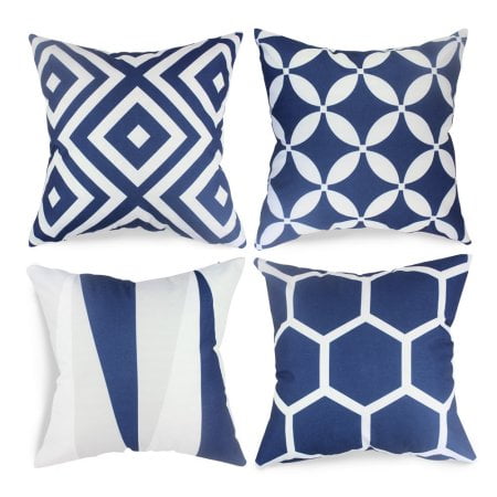 Tayyakoushi Set Of 4 Navy Blue And White Waist Throw Pillow Case Tayyakoushi Set Of 4 Navy Blue And White Waist Throw Pillow Case Sofa Home Decorative Gift