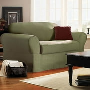 Home Trends Modern Silk Loveseat and Sofa Slipcover, Dark Cilantro