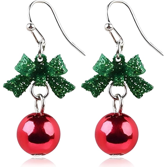 Christmas Earrings for Women, Red & Green Bow/Hulk Pendant Earrings Christmas Gifts for Mom, Daughter, or Friends