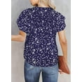 thumbnail image 5 of Women's Casual V Neck Alicia Floral Print Smocked Short Sleeve Chiffon Blouses Bohemian Top Shirts, 5 of 11