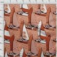 thumbnail image 4 of oneOone Rayon Orange Fabric Nautical Sewing Craft Projects Fabric Prints By Yard 56 Inch Wide, 4 of 5