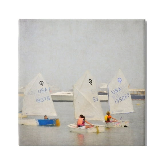 Stupell Industries People Floating Dinghy Boats Watercraft Ocean Scenery Painting Gallery Wrapped Canvas Print Wall Art, Design by Graffitee Studios