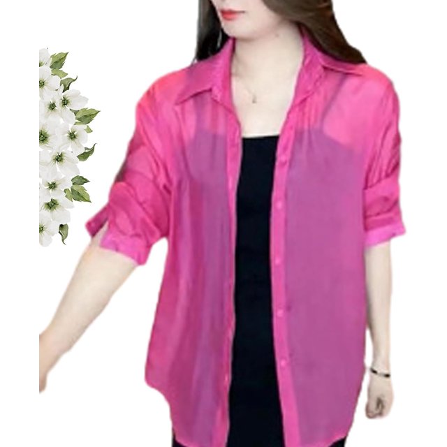 Visulong, Camisa Visulong, Camisa de gasa con protección solar de verano, Camisas de protección solar de manga larga, Protección solar de manga larga
