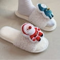 thumbnail image 2 of Lovskoo 2024 Women's Novelty Christmas Slippers Open Toe Santa Claus House Bedroom Slippers Fuzzy Plush Comfy Lined Slide Shoes White, 2 of 7