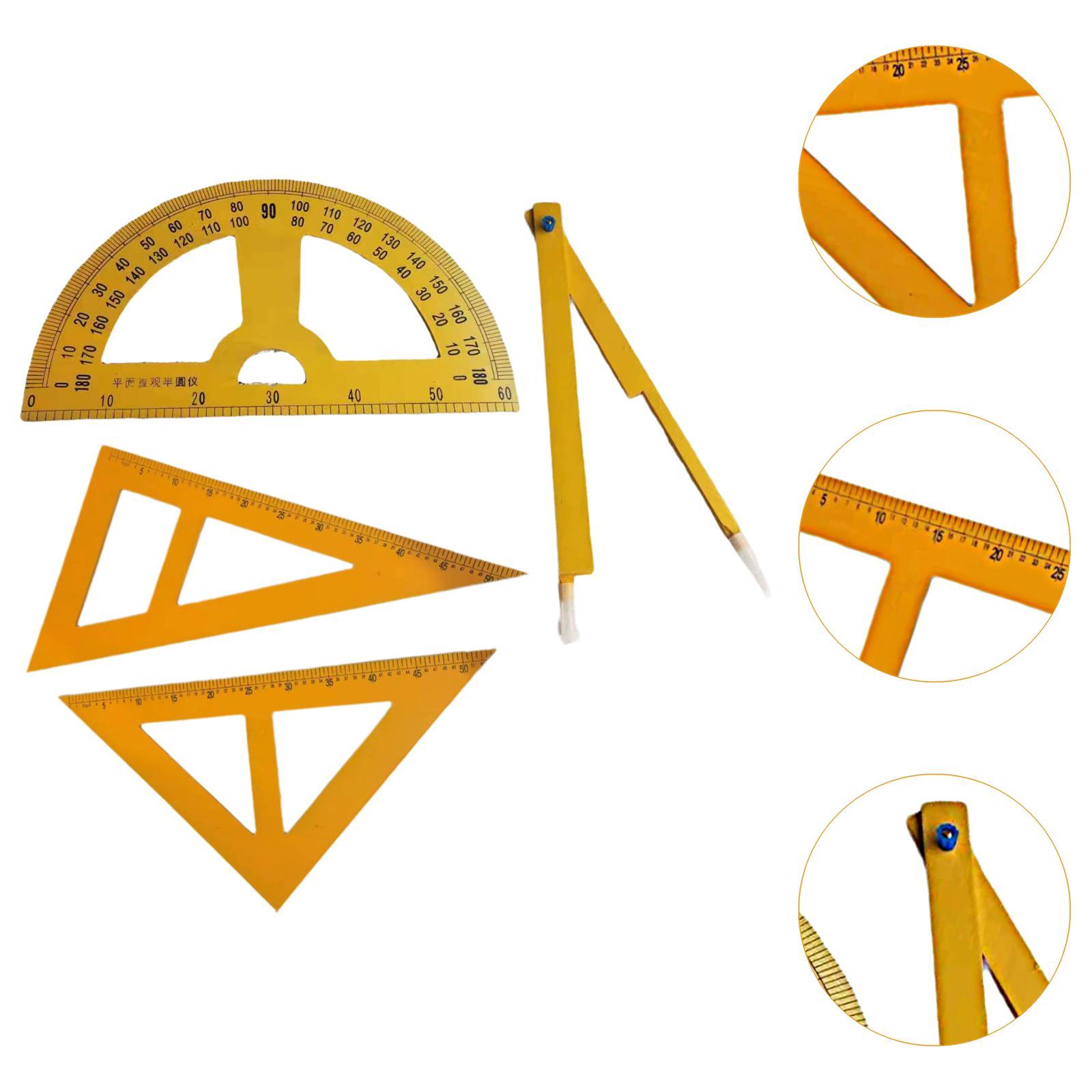 Fancyes 4x Whiteboard Geometry Set,Math Geometry Equipment,Protractor Ruler,Compass Drawing Math Geometry Tool for Engineering,School without handle