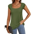 thumbnail image 2 of TKLPEHG Womens Tank Tops Square Neck Basic Shirt Loose Solid Color Fashion Lightweight Sleeveless T Shirt Casual Summer Clothes Comfy Blouses (Army Green,XXL), 2 of 7