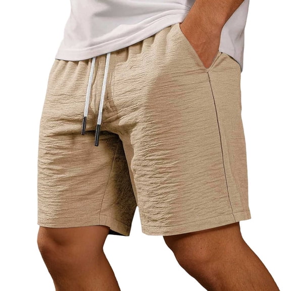 PIMSSY Men Casual Summer Shorts Lightweight Loose Fit Beach Walking Comfortable Elastic Waist Breathable Outdoor Shorts Solid Color Male Cozy Bottoms