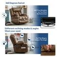 thumbnail image 2 of SOCIALCOMFY Manual Swivel Glider Rocker Recliner Chair with Heated Massage, 360° Swivel Overstuffed Lounge Chair with 2 Cup Holders, Side Pockets & USB Ports for Living Room, Brown, 2 of 7