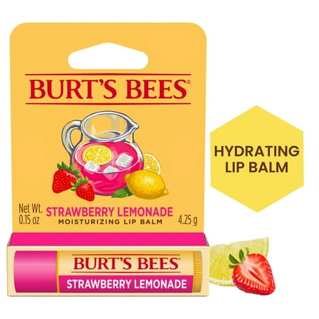 Burt's Bees 100% Natural Origin Moisturizing Lip Balm, Strawberry Lemonade, 1 Tube