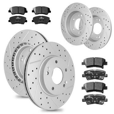 Front & Rear Disc Drilled Rotors and Ceramic Brake Pads For 2013 2014 2015 2016 Hyundai Elantra (Gt) 2013-2014 Elantra Coupe 2012 Veloster 2014-2016 Kia Forte Koup