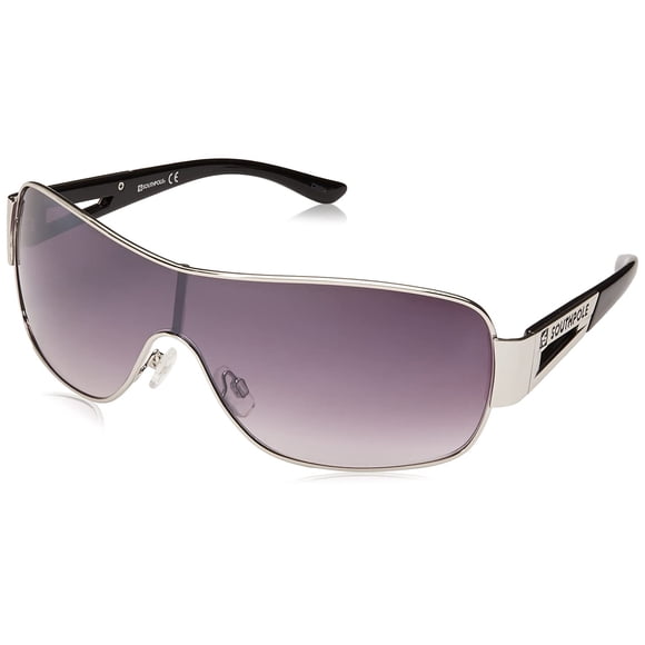 SOUTHPOLE Lunettes de Soleil Rectangulaires pour Hommes, Argent & Noir, 132 mm