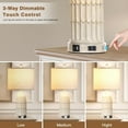 thumbnail image 2 of Farmhouse Table Lamps Set of 2, 3-Way Dimmable Touch Lamp for Bedroom Nightstand with USB A+C Ports & AC Outlet, White Vintage Boho Bedside Lamp for Living Room End Table (Bulbs Included), 2 of 14