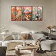 thumbnail image 2 of Framed Cactus Canvas Wall Hieng Green Pink Orange Plant Floral Wall decoration pictures Colorful Southwestern Rustic Painting Desert Landscape Poster Prints for Living Room Bathroom Bedroom, 2 of 6