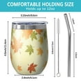 thumbnail image 5 of 12oz Stemless Wine Tumblers Fall Leaves Vacuum Insulated Stainless Steel Travel Tumbler Cups Mug with Lid and Straw for Champaign,Cocktail,Beer with Cleaning Brush, 5 of 5