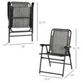 thumbnail image 3 of Patio Folding Chair, Outdoor Bungee Sling Chair W/ Armrests, Portable Lawn Chair For Camping, Garden, Pool, Beach, Backyard, Gray, 3 of 9