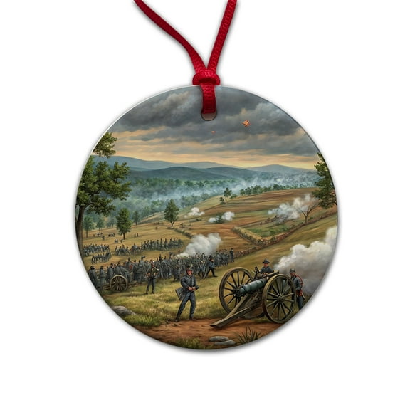 The Civil War Gettysburg Christmas Tree Holiday Round Ceramic Ornament