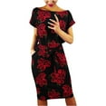 thumbnail image 2 of Robes de Bal Femmes Décontractées Col Rond Bretelles Manches Courtes Imprimé Floral Robe Ample avec Poches Robe d'Été Vacances en Liquidation, 2 of 6