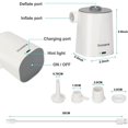 thumbnail image 4 of Bomba de aire eléctrica para inflar bomba de aire, inflar y desinflar, cojín de aire recargable portátil, juguete con 4 boquillas (4000mah) Hy, 4 of 5