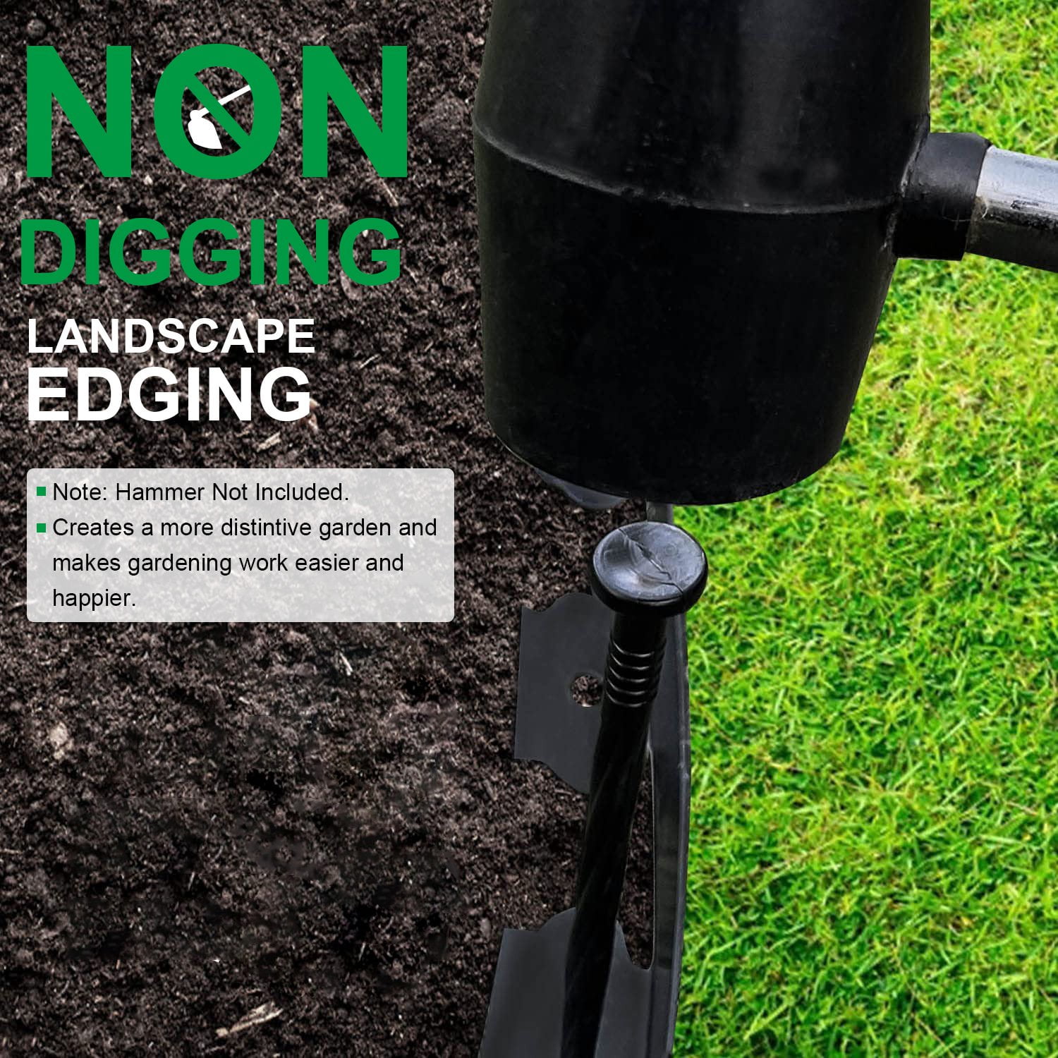 Non-digging Plastic Garden Edging 32.8FT Landscape Edging, 2 Inches Tall, Includes 30 Anchoring Stakes for Landscaping Flower Gardens Lawn Black