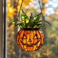 thumbnail image 4 of Halloween Stained-Glass Style Pumpkin Suncatcher Ornament, Double Sided Acrylic Window Pumpkin Suncatcher, Vintage Fall Wall Hanging Ornament for Home Decor, 4 of 8