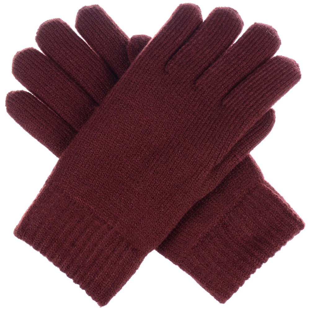 Women's Toasty Warm Plush Fleece Lined Knit Winter Gloves (Burgundy