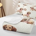 thumbnail image 4 of Homewish Cute Pink Bow Dachshund Twin Quilt Set,Cartoon Animals Twin Coverlet Set,Cream,2 Pieces, 4 of 7