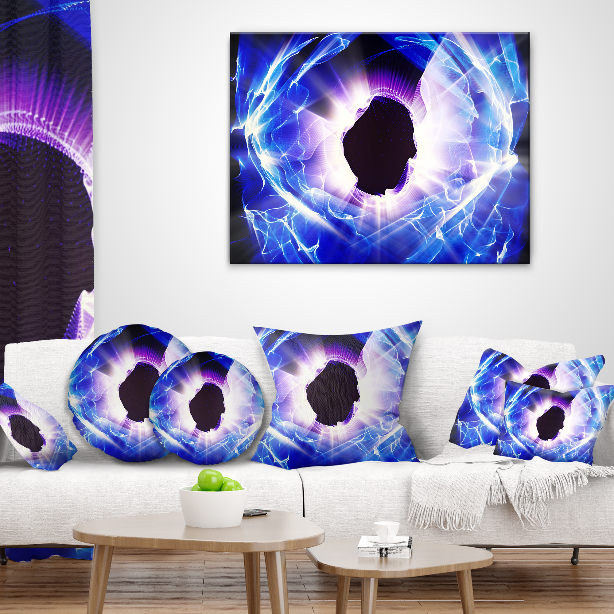 Designart Fractal Blue Light Shine - Abstract Throw Pillow - 18x18
