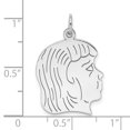 thumbnail image 2 of 925 Sterling Silver Rhod Plated Engravable Girl Disc Necklace Pendant Charm Baby Boy Head, 2 of 6