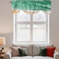 thumbnail image 3 of Ocean Waves Tie Up Valances Curtain, Adjustable Kitchen Abstract Gradient Orange Green Waves Beach Valances for Windows Decor, Rod Pocket Short Curtains Set for Bedroom/Bathroom, 60"x18", 3 of 9