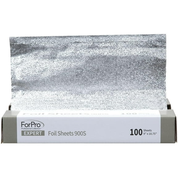 ForPro Expert Embossed Foil Sheets 900S, Aluminum Hair Foils for Color Application and Highlighting Services, Food Safe, Pop-Up Dispenser, 9” W x 10.75” L, 100-Count