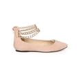 thumbnail image 2 of Liliana DK19 Women Suede Pointy Toe Ankle Chain Zip Ballet Flat, 2 of 5