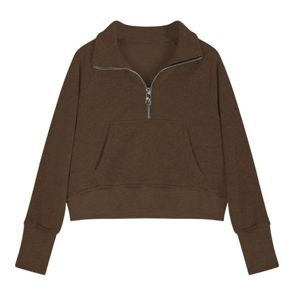 Mercatoo Cute Sweatshirts for Teen Girls Half Zipper Crop Tops Pullover Hoodies Half Zip Up Oversized Trendy Fall Clothes