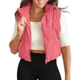 thumbnail image 3 of Women Corduroy Lightweight Sleeveless Padded Coat Zip Up Cropped Puffer Vest, 3 of 6