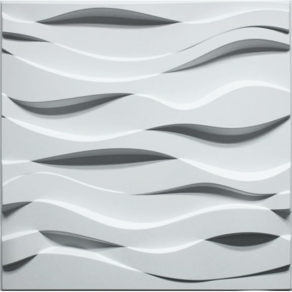 Dundee Deco 3D Wall Panels - Industrial Wavey Paintable White PVC Wall Paneling for Interior Wall Decor, Pack of 10, Covers 26.9 sq. ft