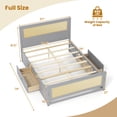 thumbnail image 3 of Costway Full Size Rattan Bed Frame with Storage Drawers. Rattan Woven Headboard & Footboard Gray, 3 of 10
