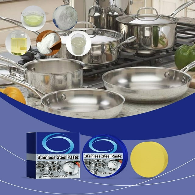 Limpieza, Limpieza del hogar, Pasta de limpieza de acero inoxidable Pasta descontaminante multifuncional Pasta de limpieza de acero inoxidable Pulido de marcas de quemaduras en el fondo de ollas, crem