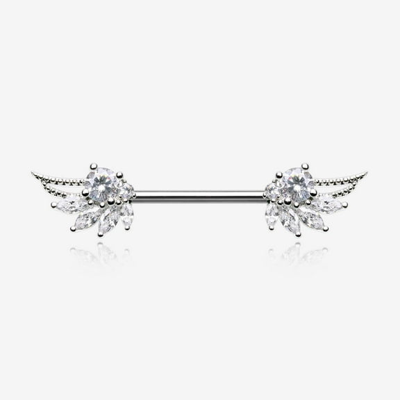 A Pair of Guardian Angelic Wing Sparkle Nipple Barbell